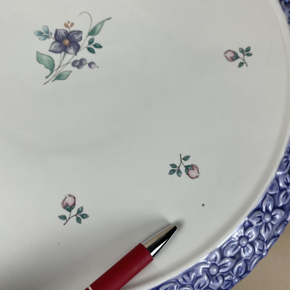 HTF PFALTZGRAFF April Embrossed‎ Floral Pedestal Cake Plate Stand 12" D Mint - Picture 3 of 13